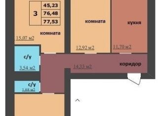 Продам трехкомнатную квартиру, 77.5 м2, Ярославская область