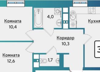 Трехкомнатная квартира на продажу, 59.1 м2, Ижевск, Устиновский район