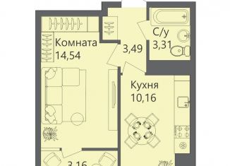 Однокомнатная квартира на продажу, 33.1 м2, Волгоград, Тракторозаводский район