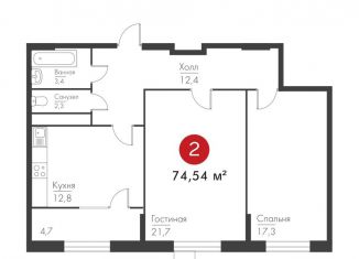 Продажа 2-комнатной квартиры, 74.5 м2, Самарская область, проспект Масленникова, 14А