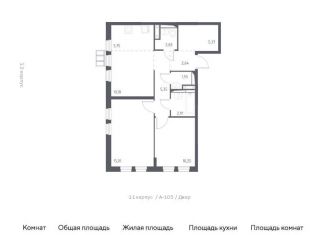 Трехкомнатная квартира на продажу, 61.6 м2, Ленинский городской округ, жилой комплекс Горки Парк, к1.3