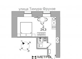 Продам квартиру студию, 24.3 м2, Москва, улица Тимура Фрунзе, 8/5, метро Октябрьская