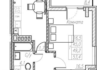 Продажа 1-комнатной квартиры, 49.2 м2, Калининградская область