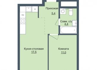 1-комнатная квартира на продажу, 38.3 м2, Ижевск, ЖК Истории