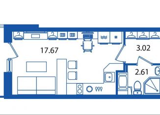 Продам квартиру студию, 24.3 м2, Санкт-Петербург, ЖК Полис Приморский, проспект Авиаконструкторов, 63