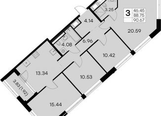 Продажа четырехкомнатной квартиры, 91 м2, Санкт-Петербург, улица Челюскина, 8, муниципальный округ Морской