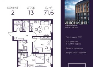 Продается 2-комнатная квартира, 71.6 м2, Москва, станция Покровское-Стрешнево