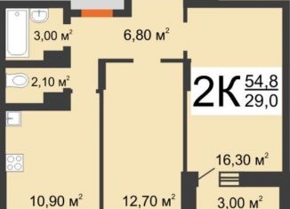 Продается 2-ком. квартира, 53.3 м2, Нижний Новгород, Цветочная улица, 12к3, ЖК Подкова на Цветочной