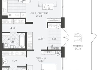 Продам однокомнатную квартиру, 64.3 м2, Тюмень, ЖК Скандиа Квартал у Озера, Стройотрядовская улица, 10