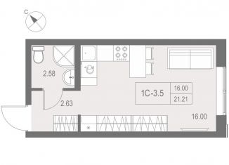 Квартира на продажу студия, 21.2 м2, Санкт-Петербург, муниципальный округ Невский