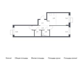 Продаю трехкомнатную квартиру, 59.6 м2, посёлок Жилино-1, жилой комплекс Егорово Парк, к3.1, ЖК Егорово Парк