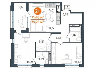 Продам 2-ком. квартиру, 71.4 м2, Тюменская область