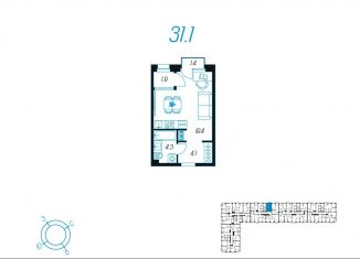 Продам 1-комнатную квартиру, 31.1 м2, Тульская область, улица Михеева, 9