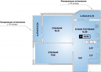 Продается 2-комнатная квартира, 66.8 м2, Краснодар, микрорайон Губернский, Боспорская улица
