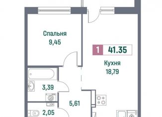 Продажа 1-ком. квартиры, 41.4 м2, Мурино