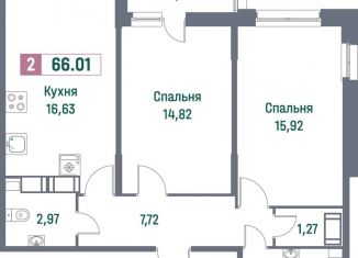 Двухкомнатная квартира на продажу, 66 м2, Мурино, Ручьёвский проспект, 1/24