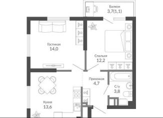 Продам двухкомнатную квартиру, 49.2 м2, Новороссийск, ЖК Облака 2