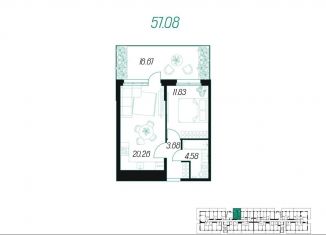 Продаю 1-комнатную квартиру, 57 м2, Тульская область