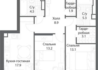 Продаю двухкомнатную квартиру, 67.9 м2, Москва, жилой комплекс Нагатино Ай-Ленд, к1