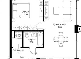 1-комнатная квартира на продажу, 51 м2, Москва, станция Тушинская