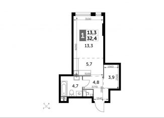 Продам 1-комнатную квартиру, 32.4 м2, Москва, ЮАО, Варшавское шоссе, 37Ак3