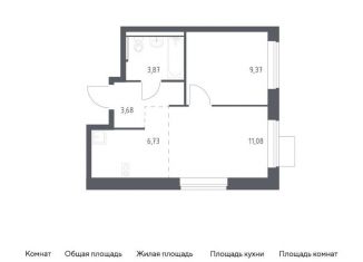 Однокомнатная квартира на продажу, 34.7 м2, деревня Мисайлово, микрорайон Пригород Лесное, к14.2