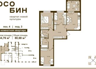 3-комнатная квартира на продажу, 80.7 м2, Брянская область