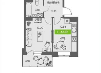 Продам 1-комнатную квартиру, 32.2 м2, Архангельская область