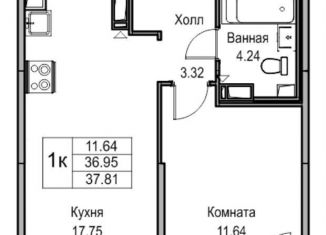 Продам 1-комнатную квартиру, 37.8 м2, Санкт-Петербург, Ивинская улица, 19к1, муниципальный округ Лахта-Ольгино