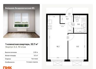 Продается однокомнатная квартира, 32.7 м2, Москва, жилой комплекс Большая Академическая 85, к3.3