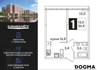 Продаю однокомнатную квартиру, 36.8 м2, Краснодар
