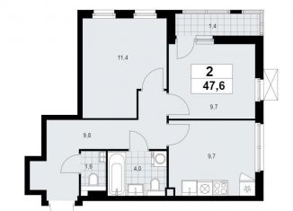 Продается 2-ком. квартира, 47.6 м2, поселение Сосенское, жилой комплекс Бунинские Кварталы, к2.3