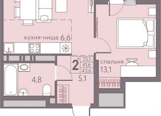 Продам двухкомнатную квартиру, 43.6 м2, Пермский край