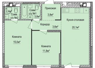 Продаю 2-ком. квартиру, 60.5 м2, Удмуртия, Центральная площадь