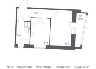 Однокомнатная квартира на продажу, 33.3 м2, посёлок Песочный