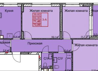 Продаю 3-комнатную квартиру, 71.4 м2, Нижний Новгород, микрорайон Станкозавод