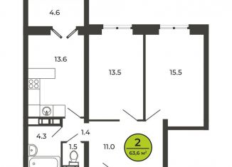 Продаю 2-ком. квартиру, 63.6 м2, посёлок Свень, Соборная улица, поз7