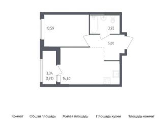 1-комнатная квартира на продажу, 35.8 м2, деревня Новосаратовка