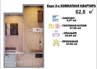 Продаю двухкомнатную квартиру, 62.8 м2, Махачкала, улица Примакова, Ленинский район