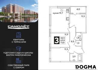 Продаю 3-комнатную квартиру, 73.8 м2, Краснодарский край, Главная городская площадь