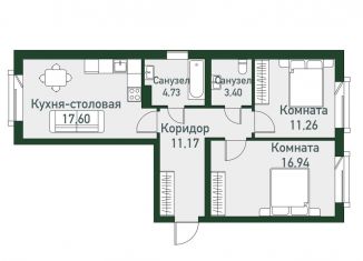 Продается 2-ком. квартира, 65.1 м2, Челябинская область