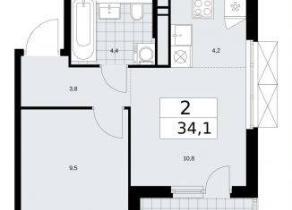 Продам 2-комнатную квартиру, 34.1 м2, поселение Сосенское, жилой комплекс Прокшино, к11.2.3