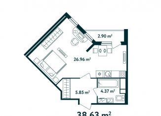 Продажа квартиры студии, 38.6 м2, поселок Мещерино