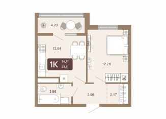 Продается однокомнатная квартира, 39.1 м2, Тобольск, 15-й микрорайон, 25А, ЖК Европейский Квартал