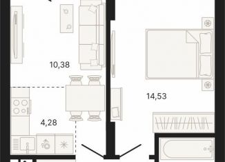 Продается 2-ком. квартира, 44.1 м2, Екатеринбург, ЖК Парк Каменные Палатки, улица Владимира Высоцкого, 7/1