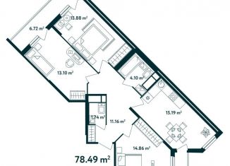 Продается трехкомнатная квартира, 78.5 м2, поселок Мещерино
