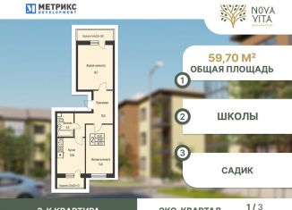 Продаю двухкомнатную квартиру, 59.7 м2, Краснодарский край