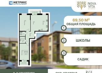 Продаю трехкомнатную квартиру, 69.5 м2, посёлок Берёзовый