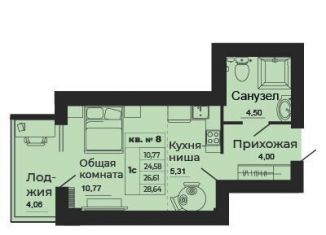 1-ком. квартира на продажу, 28.6 м2, Батайск, улица 1-й Пятилетки, 2А
