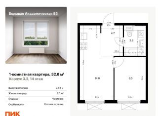 Продаю однокомнатную квартиру, 32.8 м2, Москва, жилой комплекс Большая Академическая 85, к3.2
